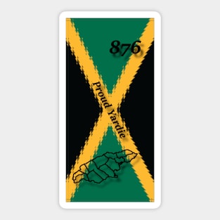 Jamaica Flag Design with Words Proud Yardie and Jamaican Map Outline and Area Code Sticker